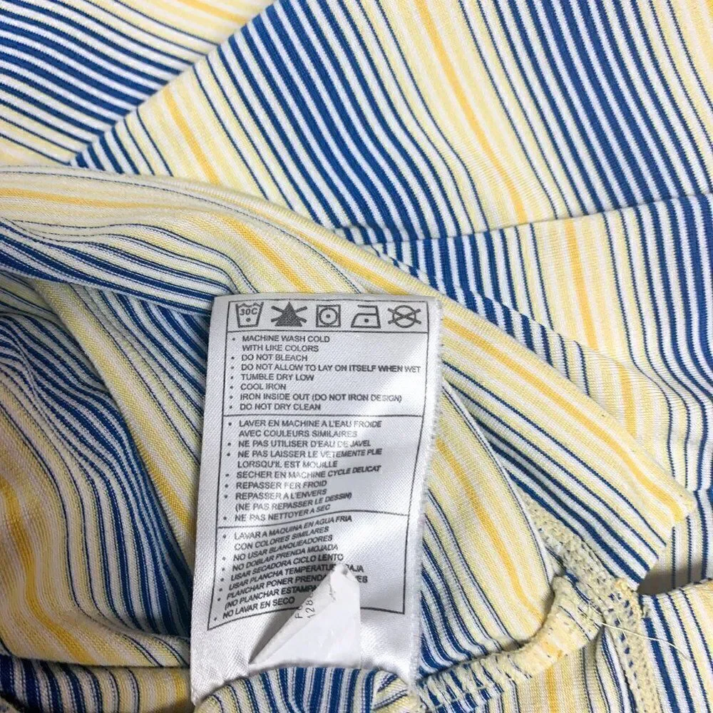 Nike Golf Polo Shirt Mens Large Yellow Blue Dri Fit UV Golfer Rugby Outdoor Camp